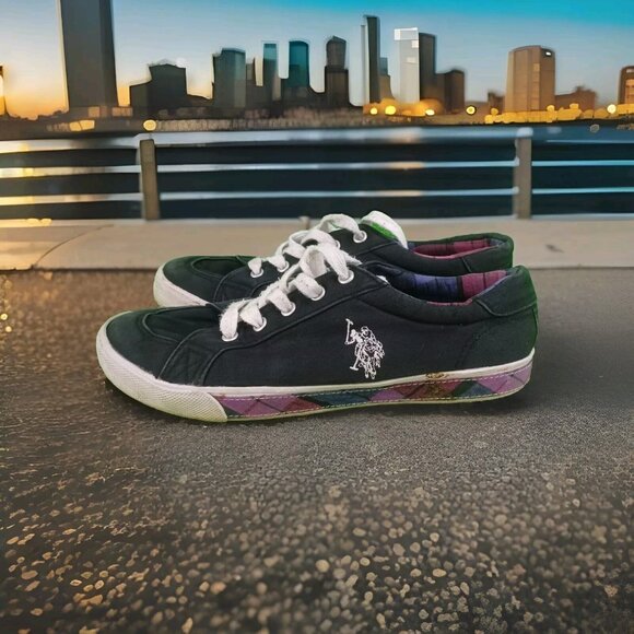 ✅Beverly Hills Polo Club Women's 7.5M Black Low Top Canvas Skater Shoes/Sneakers - Picture 1 of 9